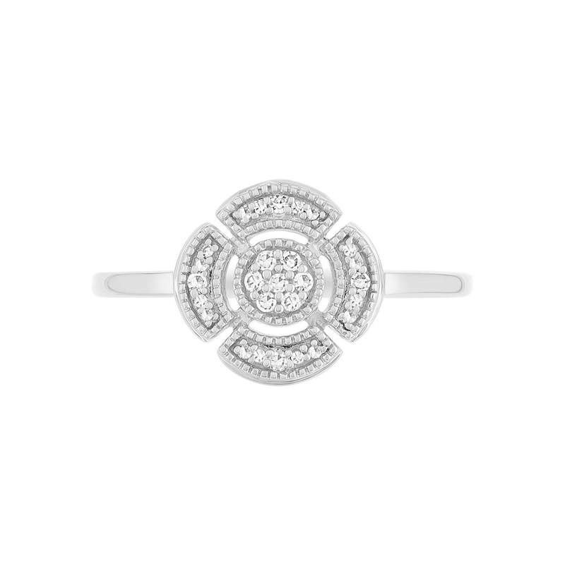 Bague or 375 blanc diamants - vue 3