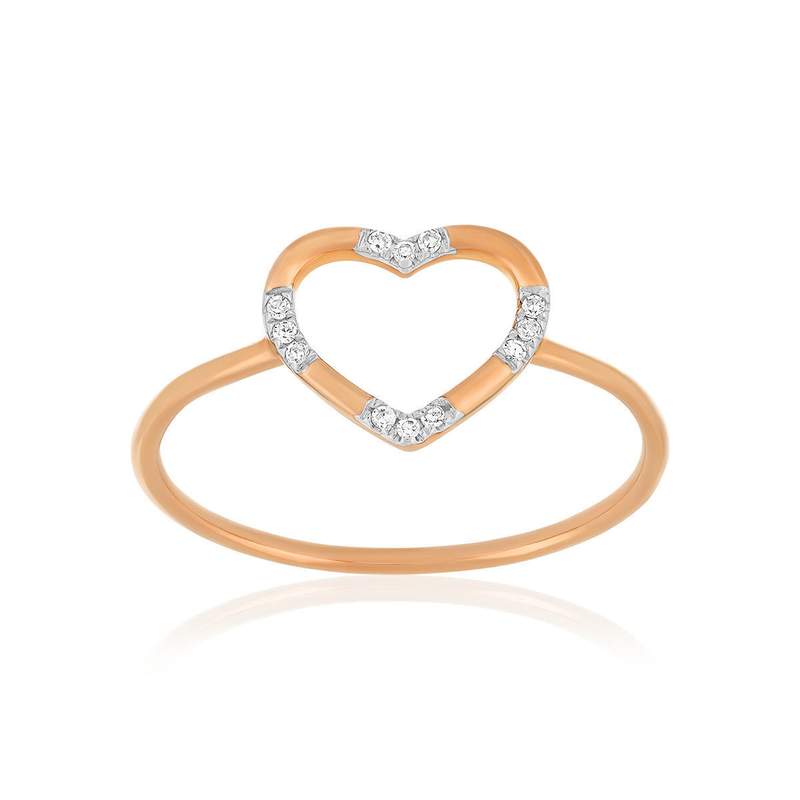 Bague or 375 rose diamants - vue 1