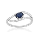 Bague or 375 blanc saphir et diamants - vue 1