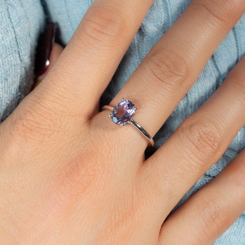 Bague or 375 blanc améthyste