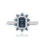 Bague or 375 blanc topazes bleues traitées et diamants - vue 3
