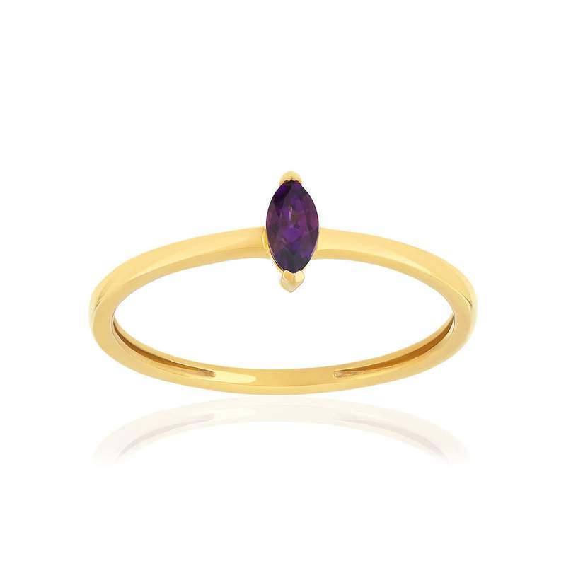 Bague or 375 jaune améthyste - vue 1