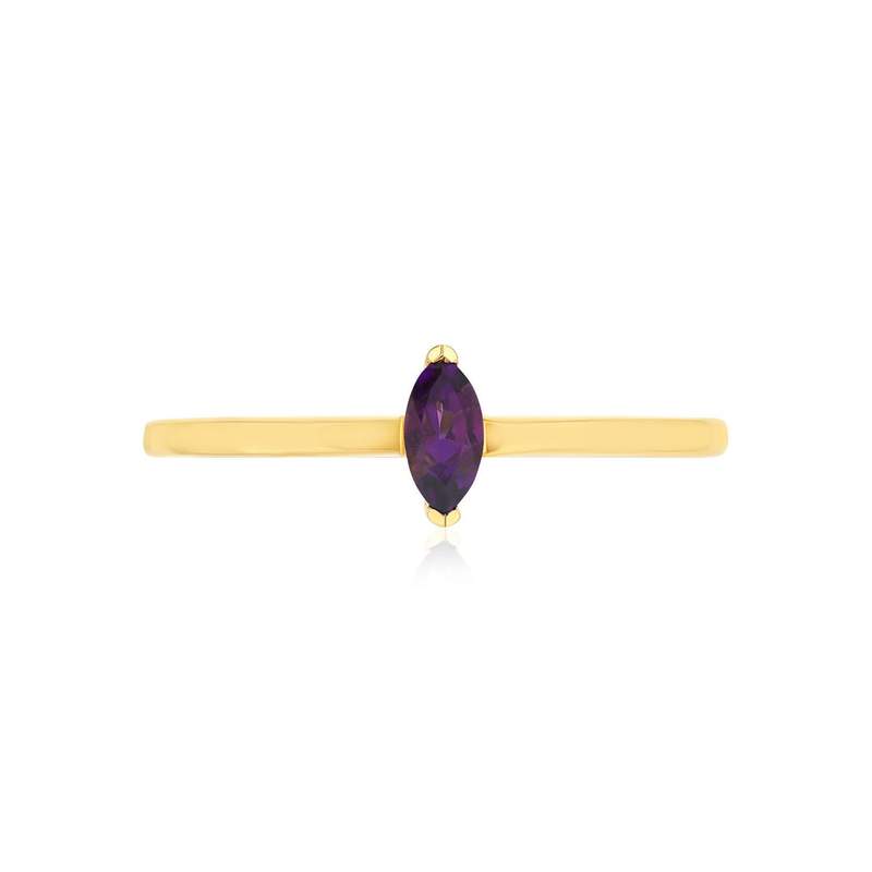 Bague or 375 jaune améthyste - vue 3