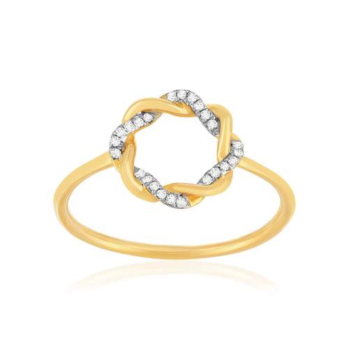 Gold ring 375 2 tone diamonds