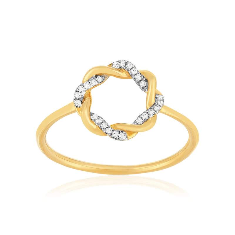 Gouden ring 375 2 diamanttinten - bekijk 1