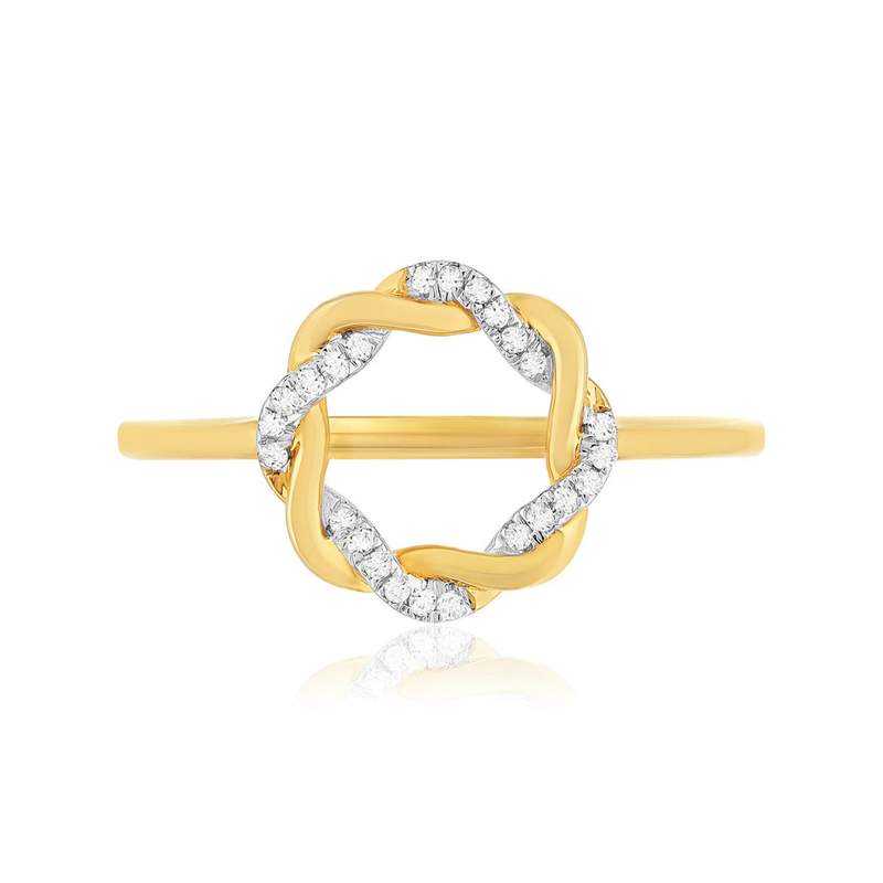 Gouden ring 375 2 diamanttinten - bekijk 3