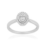 Bague or 375 blanc diamants - vue 1