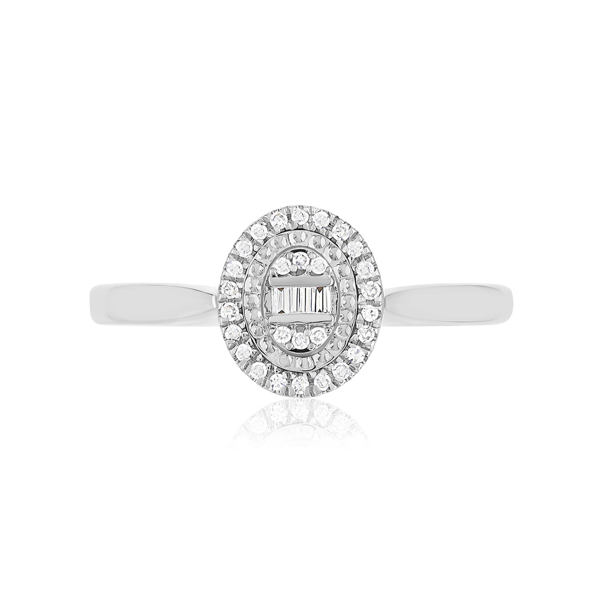 Bague or 375 blanc diamants - vue 4