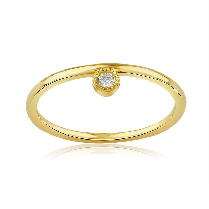 Ring van 375 geelgoud met diamanten - afbeelding 1