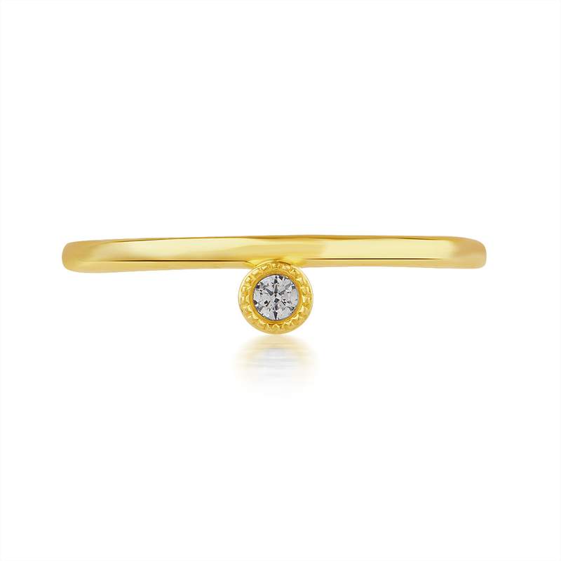 Gouden ring 375 gele diamanten - bekijk 3