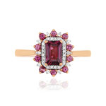 Bague or 375 rose grenats rhodolites et diamants - vue 3