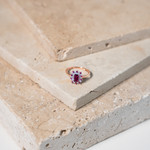 Bague or 375 rose grenats rhodolites et diamants - vue D1