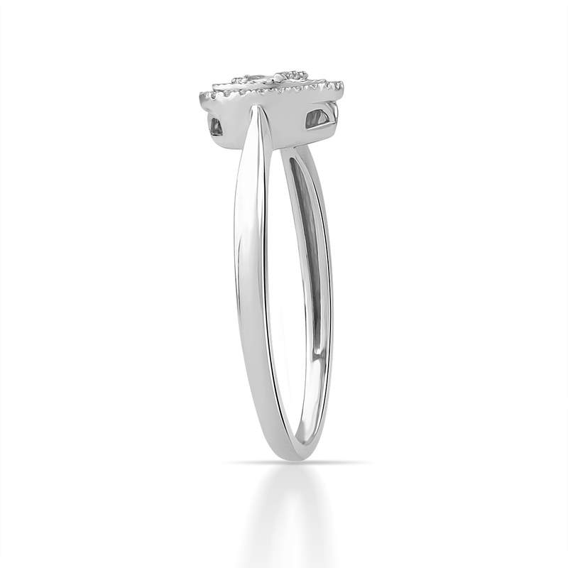 Bague or 375 blanc diamants - vue 2