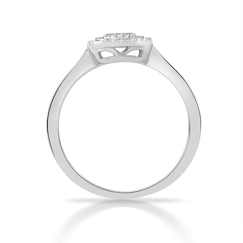 Bague or 375 blanc diamants - vue 3
