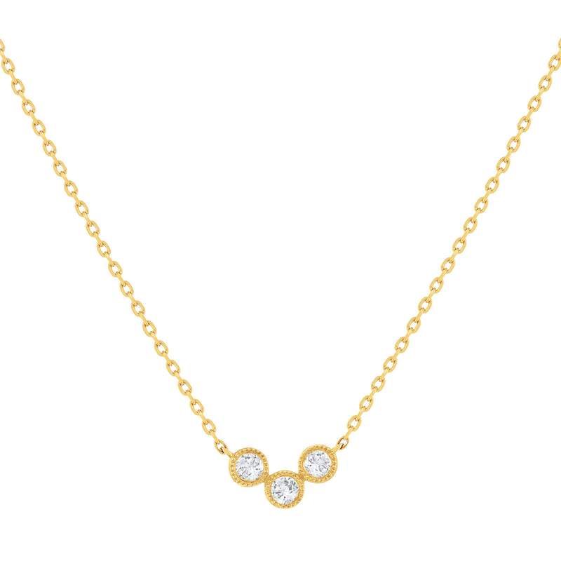Collier or 375 jaune diamants 45 cm - vue 1