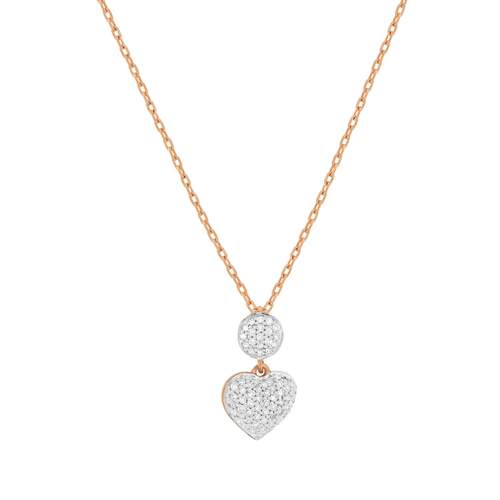 Collier or 375 rose coeur diamants 42 cm