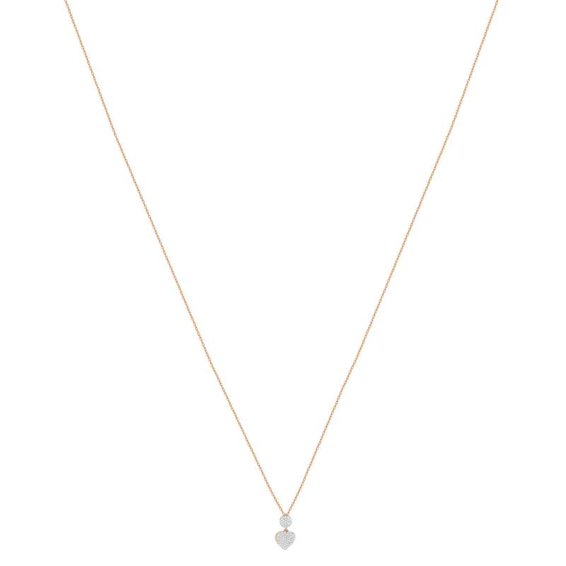 Collier or 375 rose coeur diamants 42 cm - vue 2
