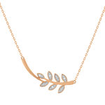Collier or 375 2 tons feuilles diamants 42 cm - vue 1