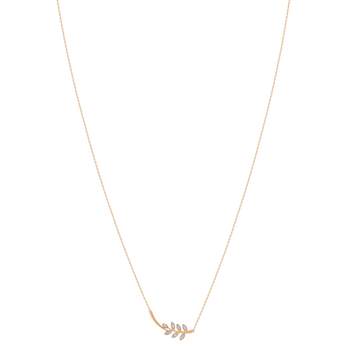 2-tone gouden collier 375 diamanten blaadjes 42 cm