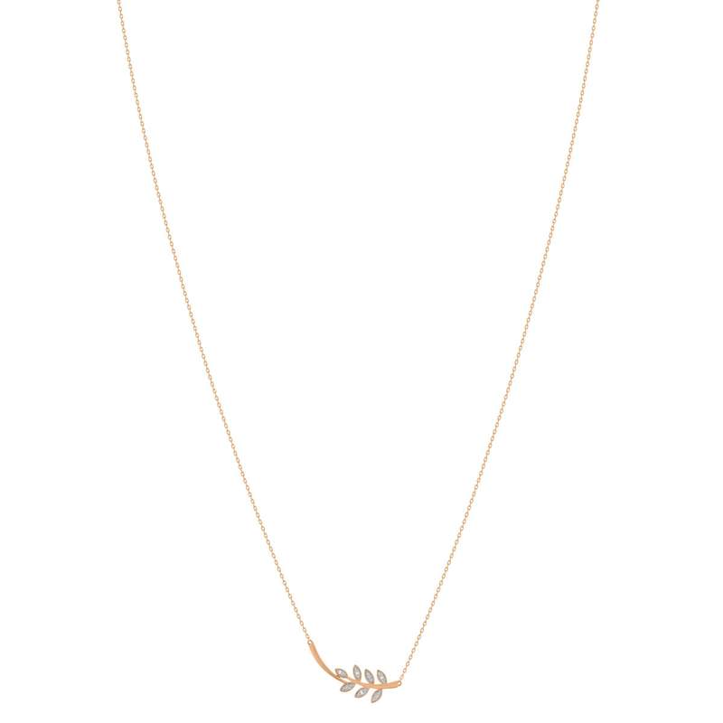 Collier or 375 2 tons feuilles diamants 42 cm - vue 2