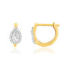 Boucles d'oreilles or 375 jaune diamants 15mm - vue V1