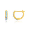 375 yellow gold hoop earrings with treated topaz stones - view V1