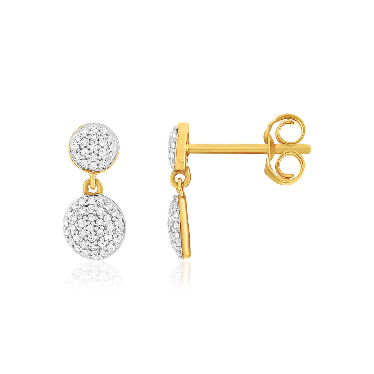 Boucles d'oreilles or 375 2 tons diamants