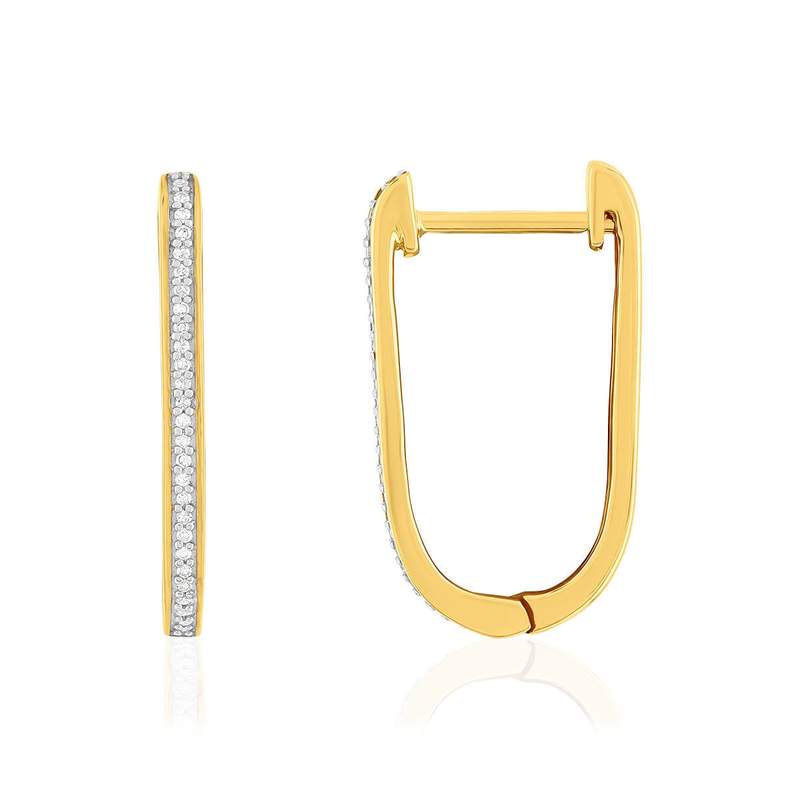Boucles d'oreilles or 375 jaune diamants - vue 1