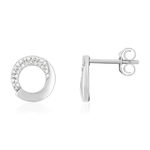 Boucles d'oreilles or 375 blanc diamants - vue 1