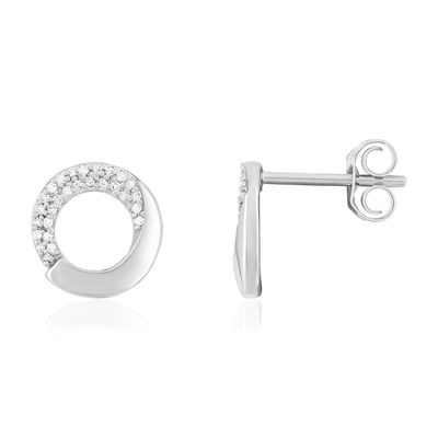 Boucles d'oreilles or 375 blanc diamants