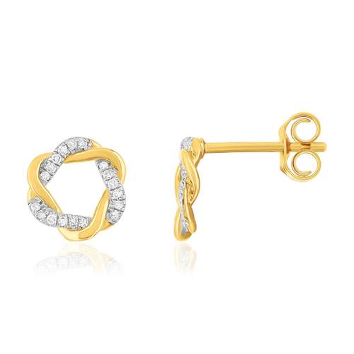 Gouden oorbellen 375 2 toon diamanten