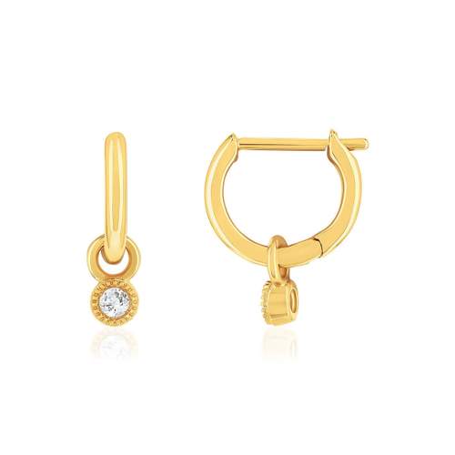 Créoles or 375 jaune diamants