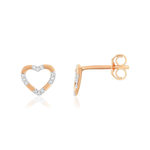 Boucles d'oreilles or 375 rose coeur diamants - vue 1
