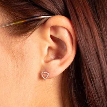 375 rose gold diamond heart earrings