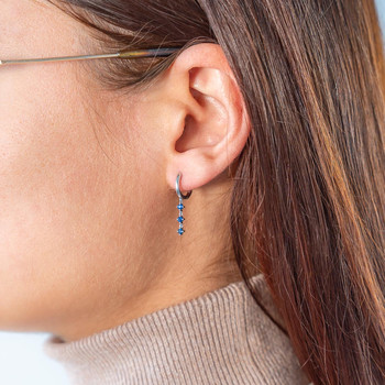 Créoles or 375 blanc saphirs