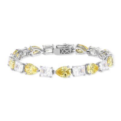 925 silver bracelet with yellow and white zirconias