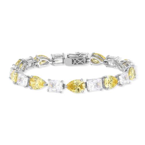 Bracelet argent 925 zirconias jaune et blanc