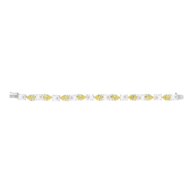 Bracelet argent 925 zirconias jaune et blanc - vue 2
