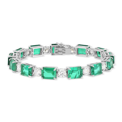 Bracelet argent 925 cristal vert et zirconias - vue 1