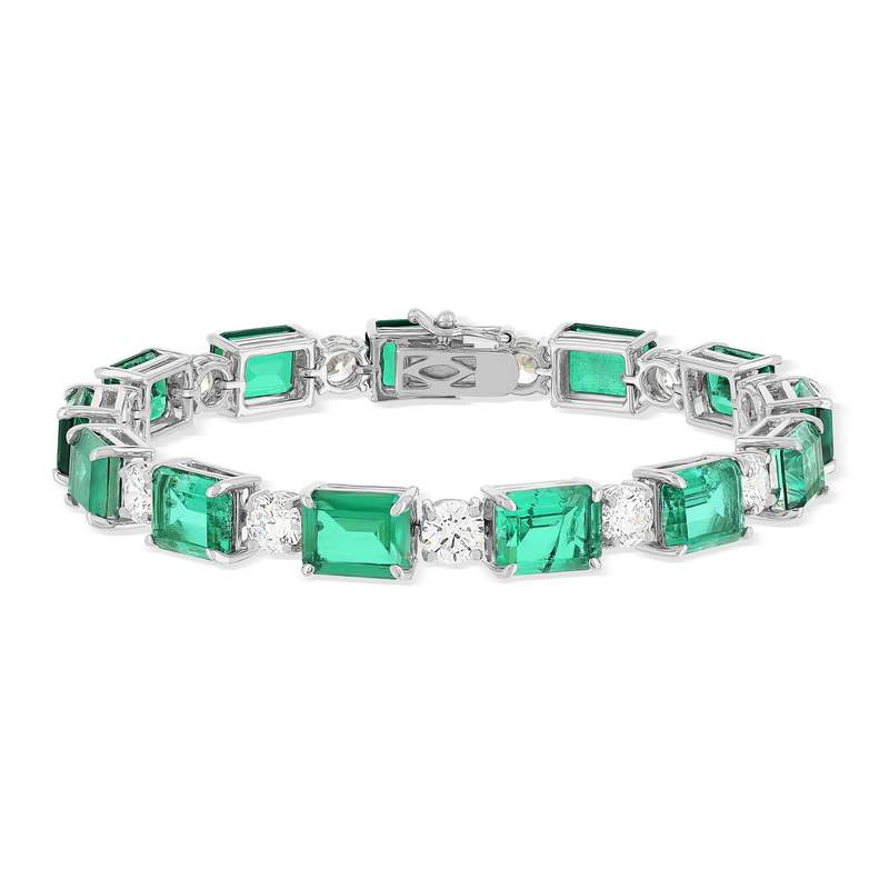 Bracelet argent 925 cristal vert et zirconias - vue 1