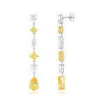 Boucles d'oreilles argent 925 pendantes zirconias jaune et blanc - vue 1
