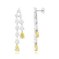 Boucles d'oreilles argent 925 pendantes zirconias jaune et blanc