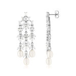 Boucles d'oreilles argent 925 zirconias et perles d'eau douce - vue 1