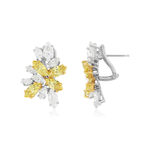 Boucles d'oreilles argent 925 et zirconias jaune et blanc - vue 1