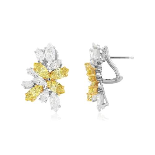 Boucles d'oreilles argent 925 et zirconias jaune et blanc