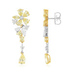 Boucles d'oreilles argent 925 et zirconias jaune et blanc - vue 1