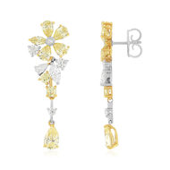 Boucles d'oreilles argent 925 et zirconias jaune et blanc