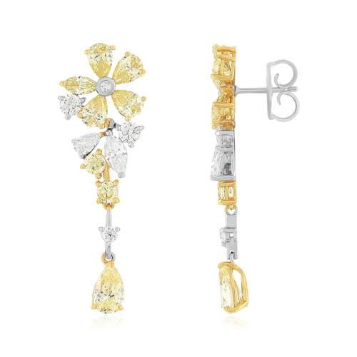 Boucles d'oreilles argent 925 et zirconias jaune et blanc