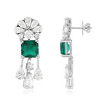 Boucles d'oreilles argent 925 cristal vert et zirconias - vue 1