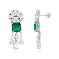 Boucles d'oreilles argent 925 cristal vert et zirconias